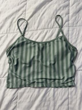 Jack's Green White Striped Cami Crop Top Tank Swim Clean Girl Coastal Cottage